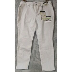 d. jeans Womens 16W Recycled Twill Ankle Plus Pants Stretch White Denim
